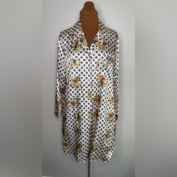 barbizon Other - Barbizon Vintage Nightshirt Teddy Bear Theme Long Sleeve Cuddleskin Size Small